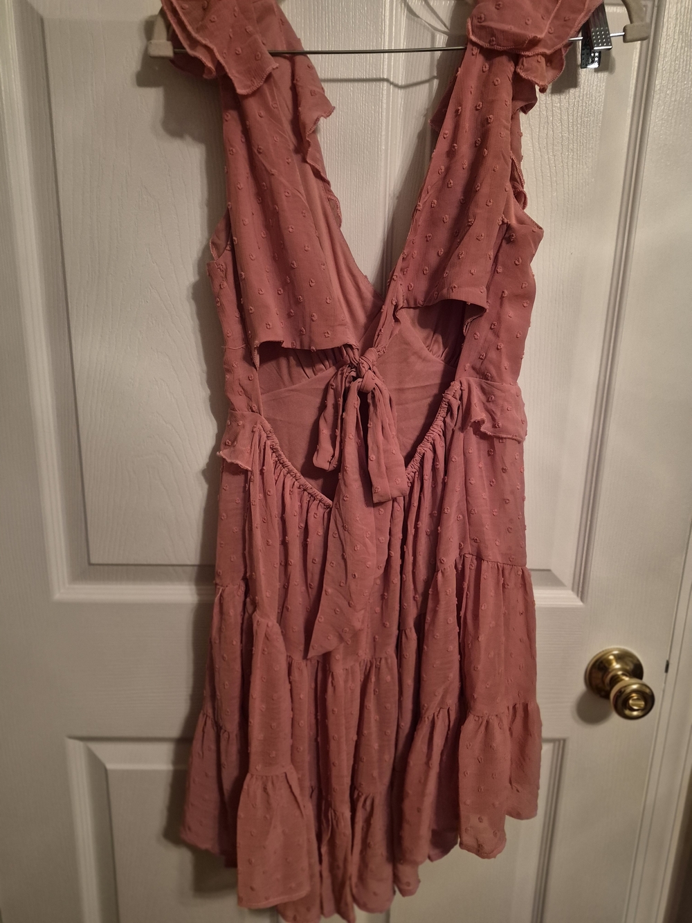 Trixxi Dusty Rose Ruffled V-Neck Mini Dress - Picture 5 of 8
